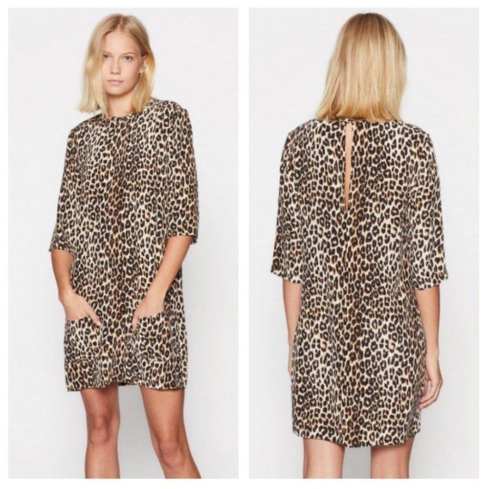 Equipment Silk T-Shirt Dress Sz S Aubrey Animal Print Pockets Resort Soft Alt